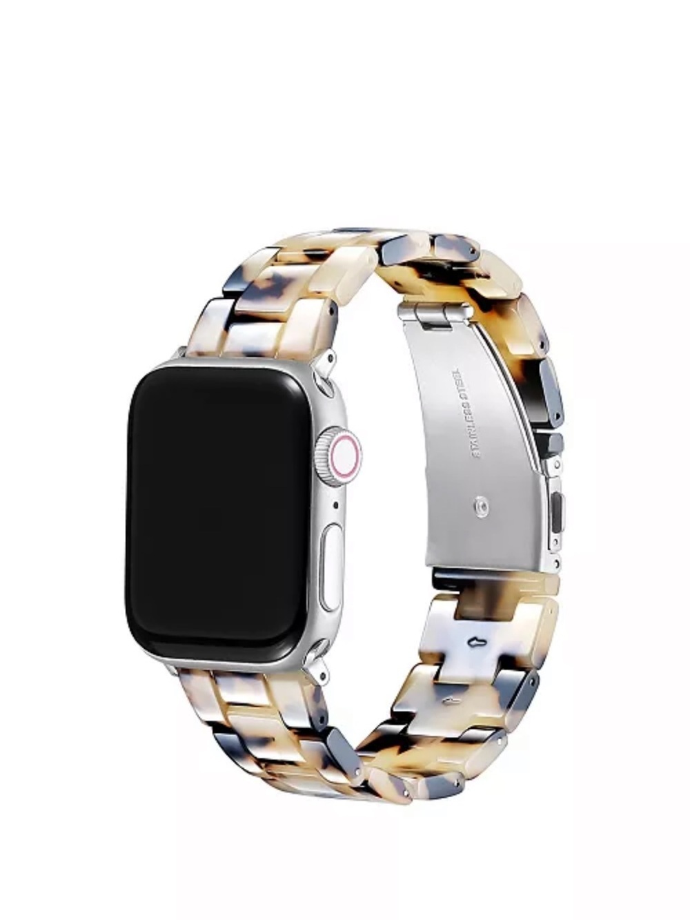 Posh Tech Tortoiseshell Resin Link Watch Band for Smartwatch - Cream/Black